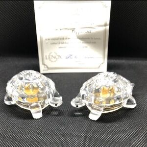 Lenox Crystal Turtle Salt and Pepper Shakers.  NEW
